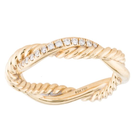 DAVID YURMAN 18K 750 YELLOW GOLD  DIAMOND PETITE INFINITY BAND RING - Picture 4 of 8